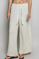 POL Textured Knit Floral Print Pants in Cream Floral