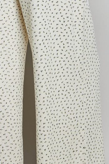 POL Textured Knit Floral Print Pants in Cream Floral