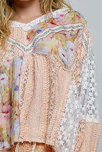 Load image into Gallery viewer, POL Mixed Lace and Printed Top in Apricot Multi
