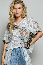 Load image into Gallery viewer, POL Lace and Mixed Floral Patchwork Top in Ivory Multi
