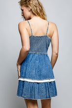 Load image into Gallery viewer, POL Embroidered and Sequined Denim Dress in Deep Denim
