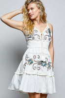 POL Embroidered and Sequined Dress in Ivory