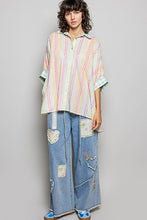 Load image into Gallery viewer, POL OVERSIZED Hand Stitched Striped Top in Ivory Multi
