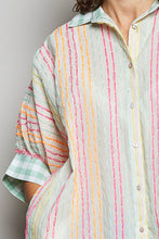 Load image into Gallery viewer, POL OVERSIZED Hand Stitched Striped Top in Ivory Multi
