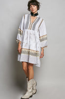 POL Embroidered Dress in Ivory Multi