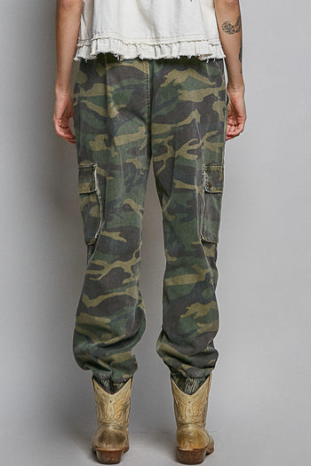 POL Twill Camo Joggers in Olive Camo