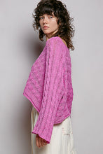 Load image into Gallery viewer, POL CROPPED Twisted Cable Thin Sweater in Berry Pink

