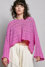 Load image into Gallery viewer, POL CROPPED Twisted Cable Thin Sweater in Berry Pink
