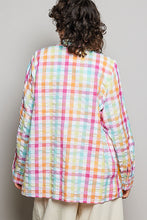 Load image into Gallery viewer, POL Sunset Paradise Embroidered Plaid Shirt in Pink Multi
