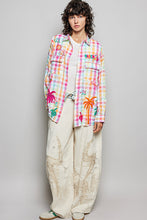 Load image into Gallery viewer, POL Sunset Paradise Embroidered Plaid Shirt in Pink Multi
