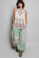 POL Washed Embroidered Pintuck Tank in Blush