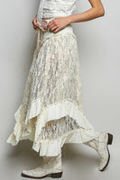 POL Layered Lace Skirt in Cream Mix