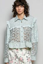 Load image into Gallery viewer, POL Lace and Crochet Jacket in Mint Sage
