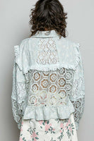 POL Lace and Crochet Jacket in Mint Sage