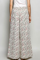 POL Floral Print Pants with Studded Details in Cream Floral