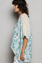 Load image into Gallery viewer, POL Printed Gauze and Lace OVERSIZED Top in Cream/Sage Multi
