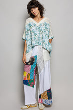 Load image into Gallery viewer, POL Printed Gauze and Lace OVERSIZED Top in Cream/Sage Multi
