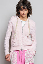 Load image into Gallery viewer, POL Cable Knit Hooded Sweater in Baby Pink
