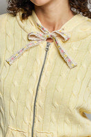 POL Cable Knit Washed Jacket in Pineapple