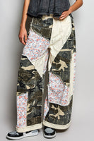 POL Twill Mixed Patchwork Pants in Camo Multi