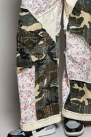 POL Twill Mixed Patchwork Pants in Camo Multi