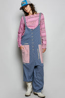POL OVERSIZED Jogger Overalls in Indigo Multi