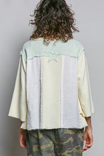 Load image into Gallery viewer, POL Thermal Knit and Stripe Top with Star Patches in Beige Stripe
