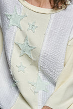 Load image into Gallery viewer, POL Thermal Knit and Stripe Top with Star Patches in Beige Stripe
