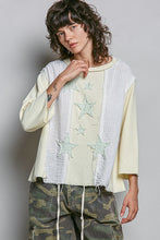 Load image into Gallery viewer, POL Thermal Knit and Stripe Top with Star Patches in Beige Stripe
