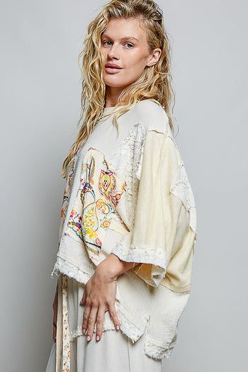 POL Boxy OVERSIZED Contrasting Top in Off White