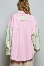 Load image into Gallery viewer, POL Stiped Twill Top with Crochet Embroidery in Pink Stripe Multi
