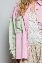 Load image into Gallery viewer, POL Stiped Twill Top with Crochet Embroidery in Pink Stripe Multi
