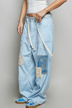 Load image into Gallery viewer, POL Striped Twill Barrel Pants with Mixed Patches in Denim Striped
