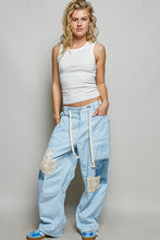 Load image into Gallery viewer, POL Striped Twill Barrel Pants with Mixed Patches in Denim Striped

