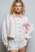 POL Contrasting Panel Jacket in Blush Multi