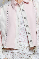 POL Contrasting Panel Jacket in Blush Multi