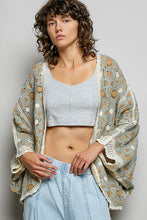 Load image into Gallery viewer, POL Open Front Floral Crochet Dolman Cardigan in Sage Multi
