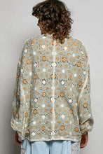 Load image into Gallery viewer, POL Open Front Floral Crochet Dolman Cardigan in Sage Multi
