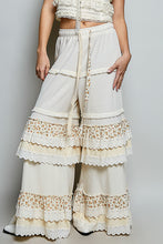 Load image into Gallery viewer, POL Thermal Knit Ruffle Tiered Pants in Cream
