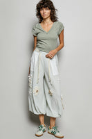 POL Knit Pants with Crochet Patch Details in Mint ON ORDER