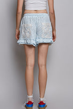 Load image into Gallery viewer, POL Floral Print Gauze and Lace Shorts in Sky Blue Floral ON ORDER
