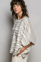 POL OVERSIZED Contrasting Textured Stripe Top in Natural Multi