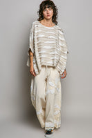 POL OVERSIZED Contrasting Textured Stripe Top in Natural Multi