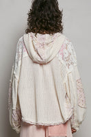POL Floral Patchwork Balloon Sleeve Top in Natural/Pink
