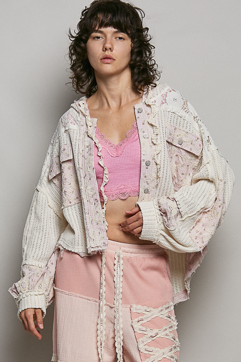 POL Floral Patchwork Balloon Sleeve Top in Natural/Pink – June Adel