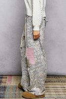 POL Floral Twill Barrel Pants with Mixed Patches in Floral Multi