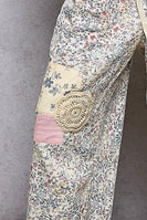 POL Floral Twill Barrel Pants with Mixed Patches in Floral Multi
