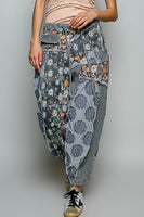 POL Mixed Patchwork Joggers in Black