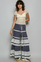 POL Thermal Knit Ruffle Tiered Pants in Charcoal