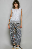 POL Botanical Lace Embroidered Sleeveless Blouse in Off White